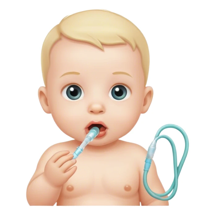 baby with tube in mouth sticker