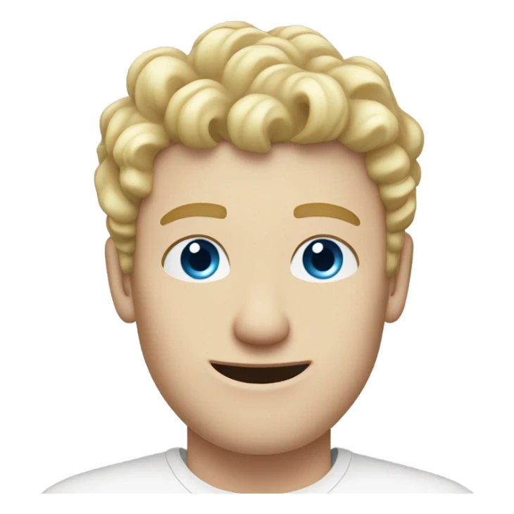 short curl blonde 30yo man blue eyed pale skin raised hand sticker