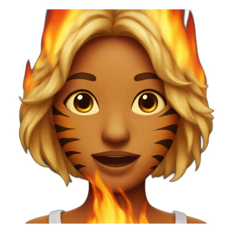 Tiger woman in fire sticker