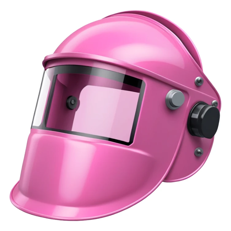 pink welding visor, full face protection with pink tinted viewing panel, protective gear sticker