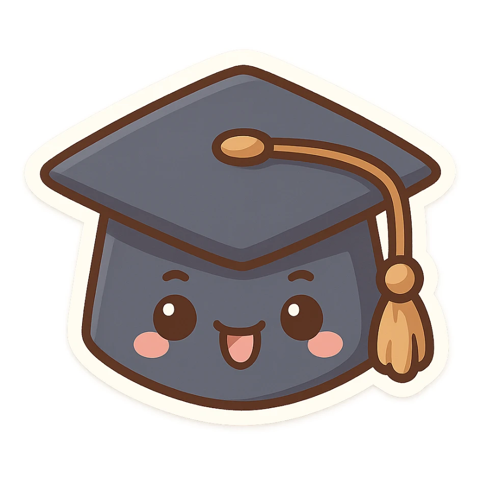 playful cartoon style graduation hat sticker