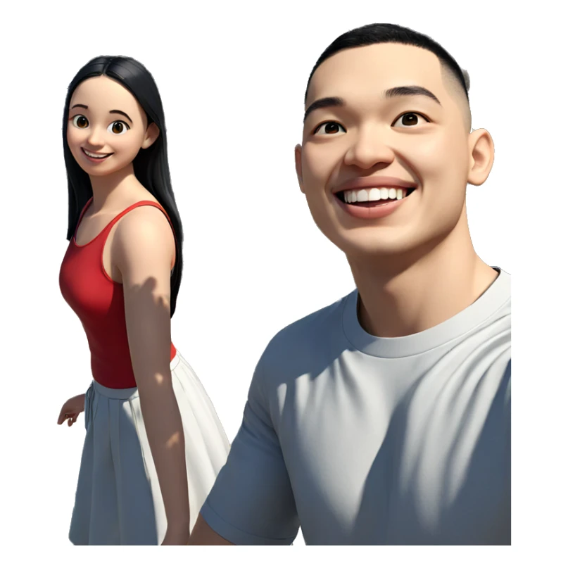 girl and boy outdoors smiling sticker