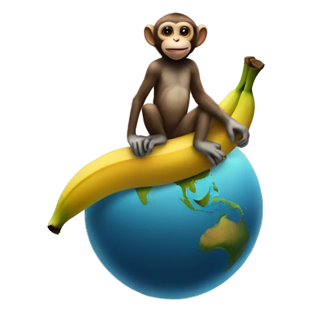 Monkey on top of banana planet sticker