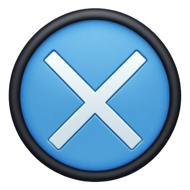 A blue check in a circle with a line through it sticker