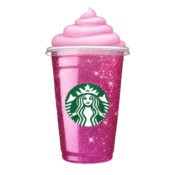 Pink glass starbucks cup glitter sticker