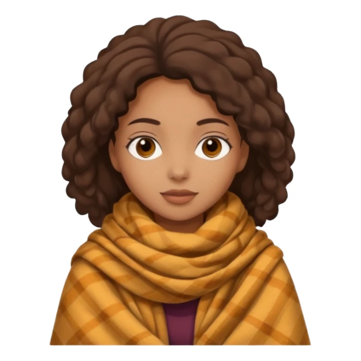Cozy mixed girl in blanket for fall sticker