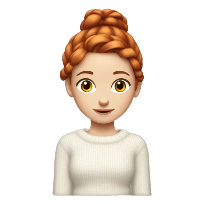Red-haired girl in low ponytails with pale skin white sweater sticker