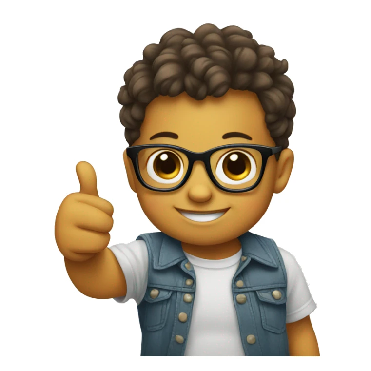 a baby with glasses giving a thumbs up sticker