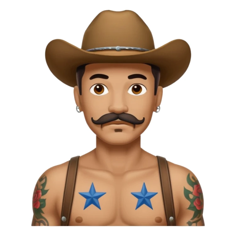 mustached cowboys with tattoos  sticker