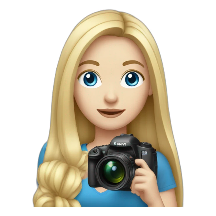 female-photographer-taking-a-picture-light-skinned-long-hair blue eyes sticker