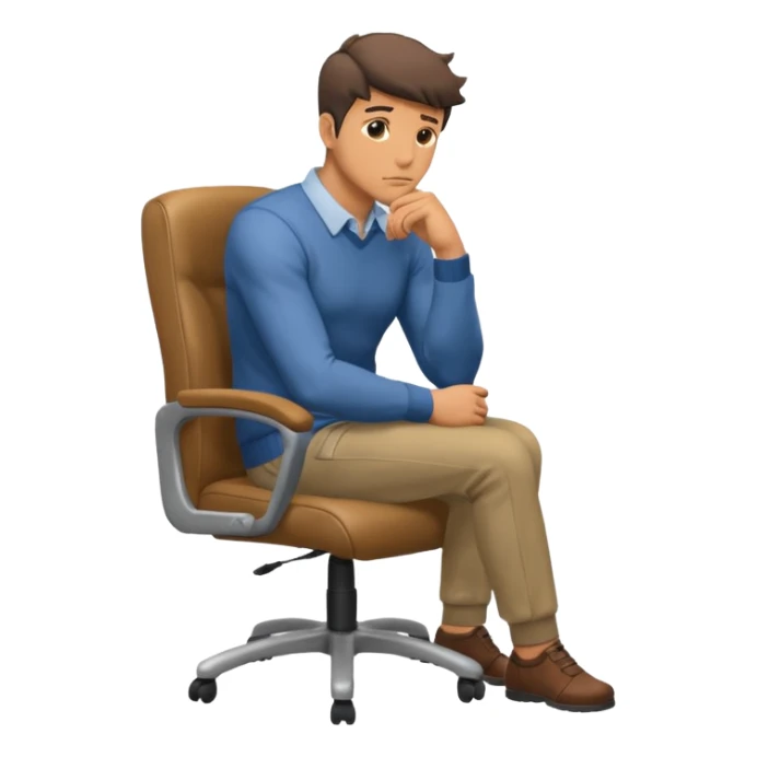 guy imitating thinker statue pose but with clothes and sitting in a office chair sticker