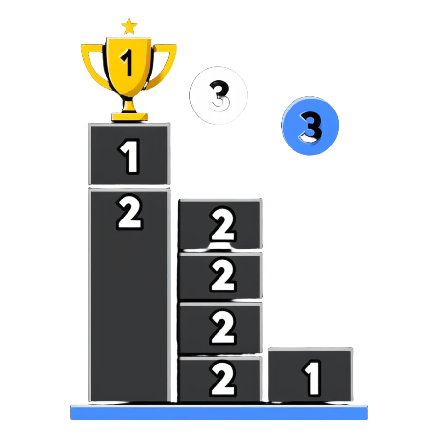 leaderboard podium with 1st, 2nd, 3rd rankings clearly labeled sticker