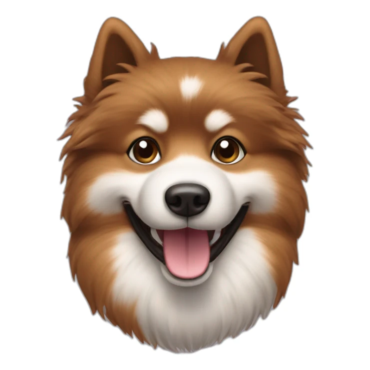 Spitz dog happy face only chocolate brown color hairy sticker