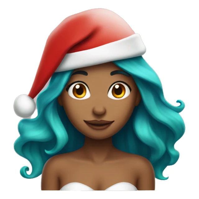 Medium skin tone mermaid wearing Santa hat sticker