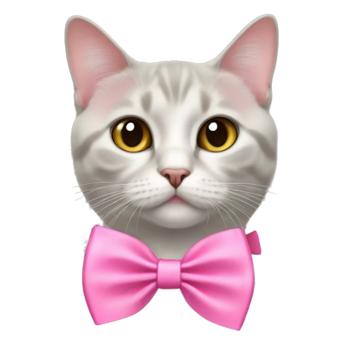 British short hair cat with pink bow tie sticker