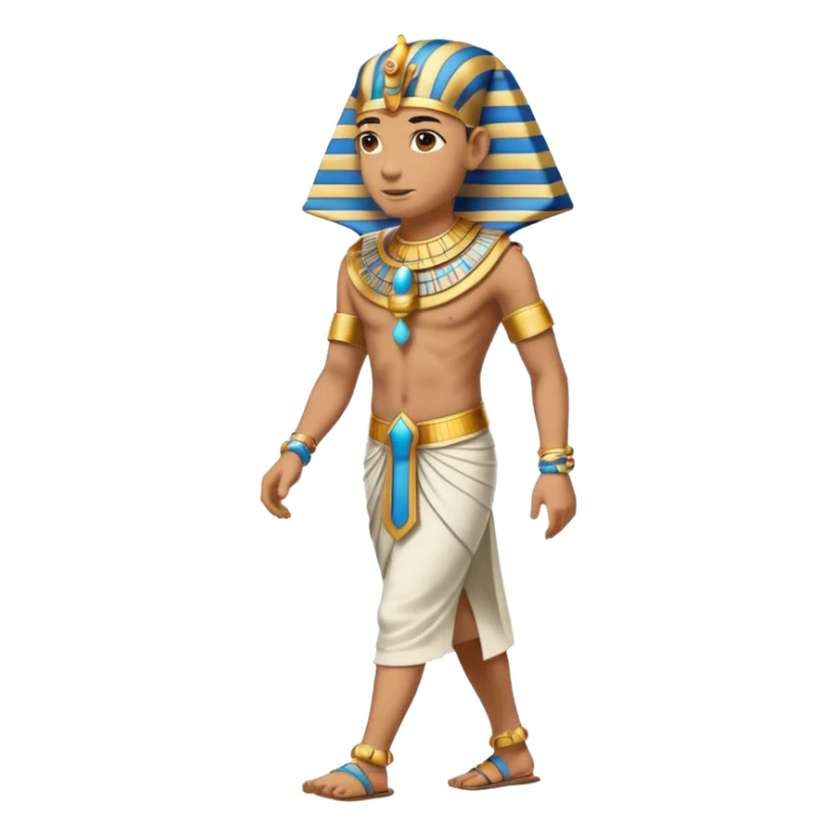 pharaoh full body walking pose elaborate collar striped nemes headcloth sticker
