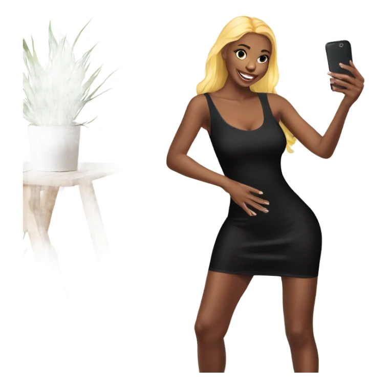 Girl taking a selfie full body black bodycon dress sticker