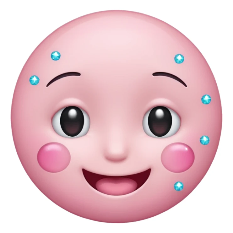 cute soft pink emoji, winking face, sparkles, soft pastel look sticker