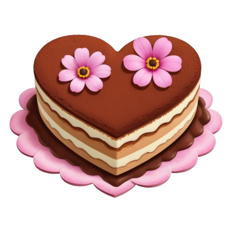 Heart Shaped Tiramisu With Pink Flower sticker