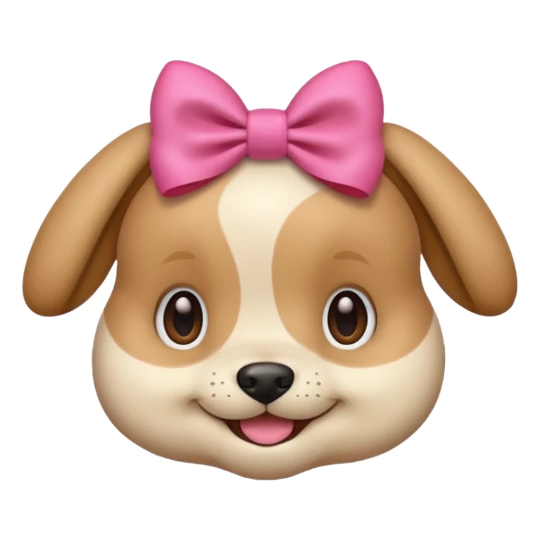 This puppy HEAD 🐶 with a pink bow, please in apple ios emoji stylem sticker