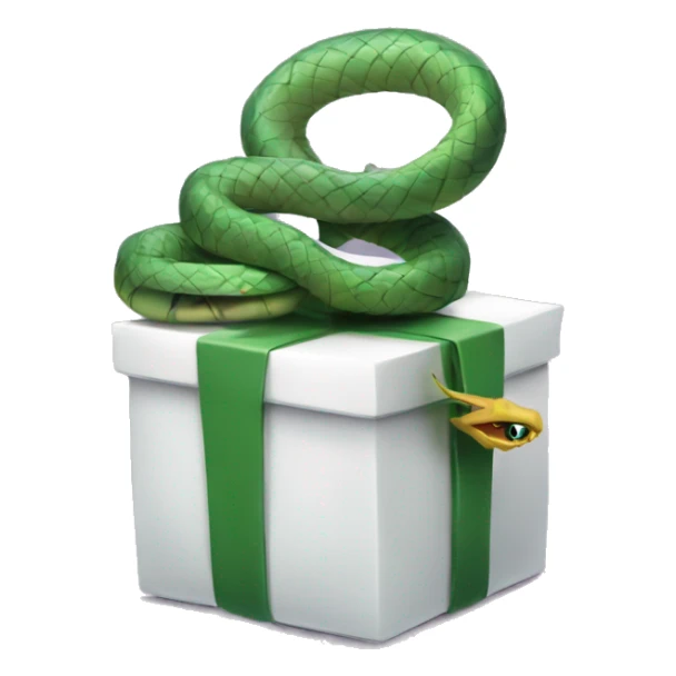 A sinisterly wrapped gift with a snake coiling around it, representing dangerous rewards
 sticker