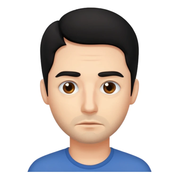 man with tired eyes black hair sticker