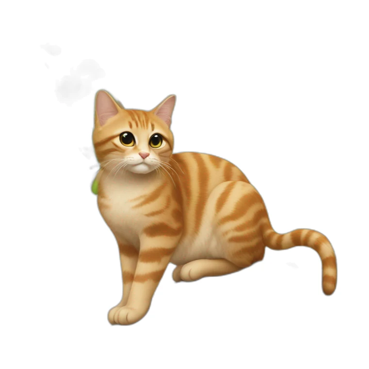 Kat die uit een boom springt en dan op zijn bek valt sticker