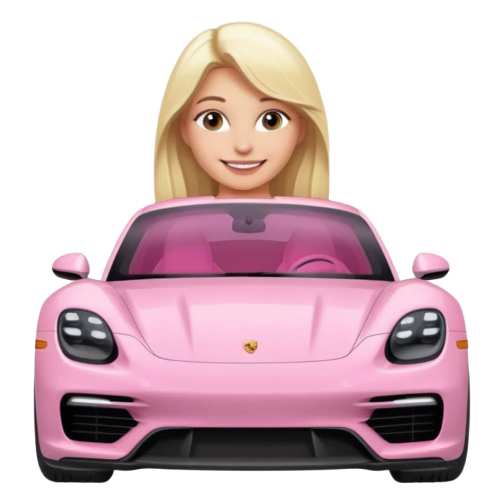 pink Porsche taycan with blonde girl sticker