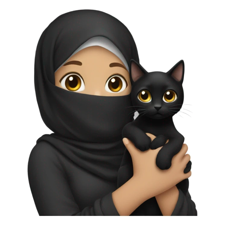 girl with black hijab holding black cat sticker