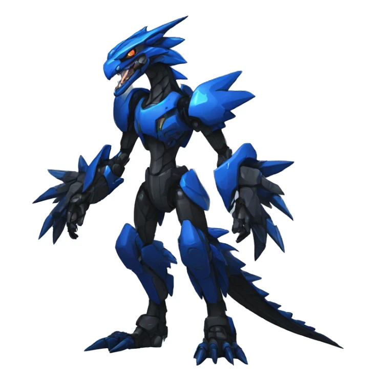  Cool Edgy Black Blue Digimon-Fakemon-Raptor-Dragon-Mecha full body sticker