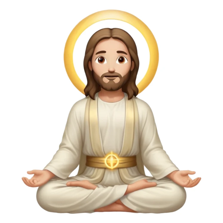 Jesus meditating, gentle smile, glowing halo sticker