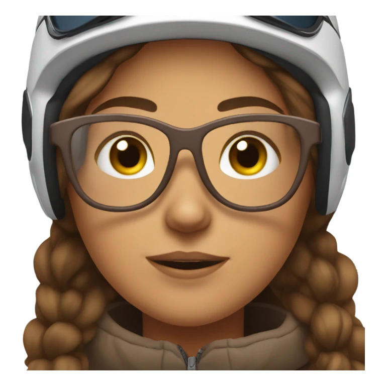 Brown haired girl with glasses skiing sticker