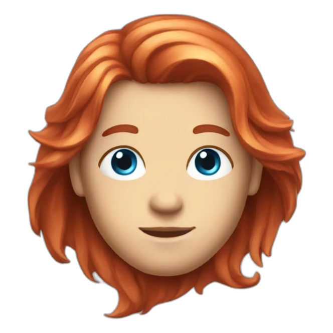 Shiny red long hair bkue eyes sticker