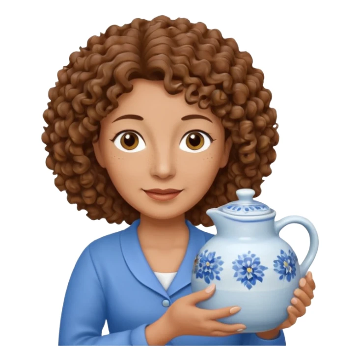 Older female florist – curly hair, holding water pot sticker