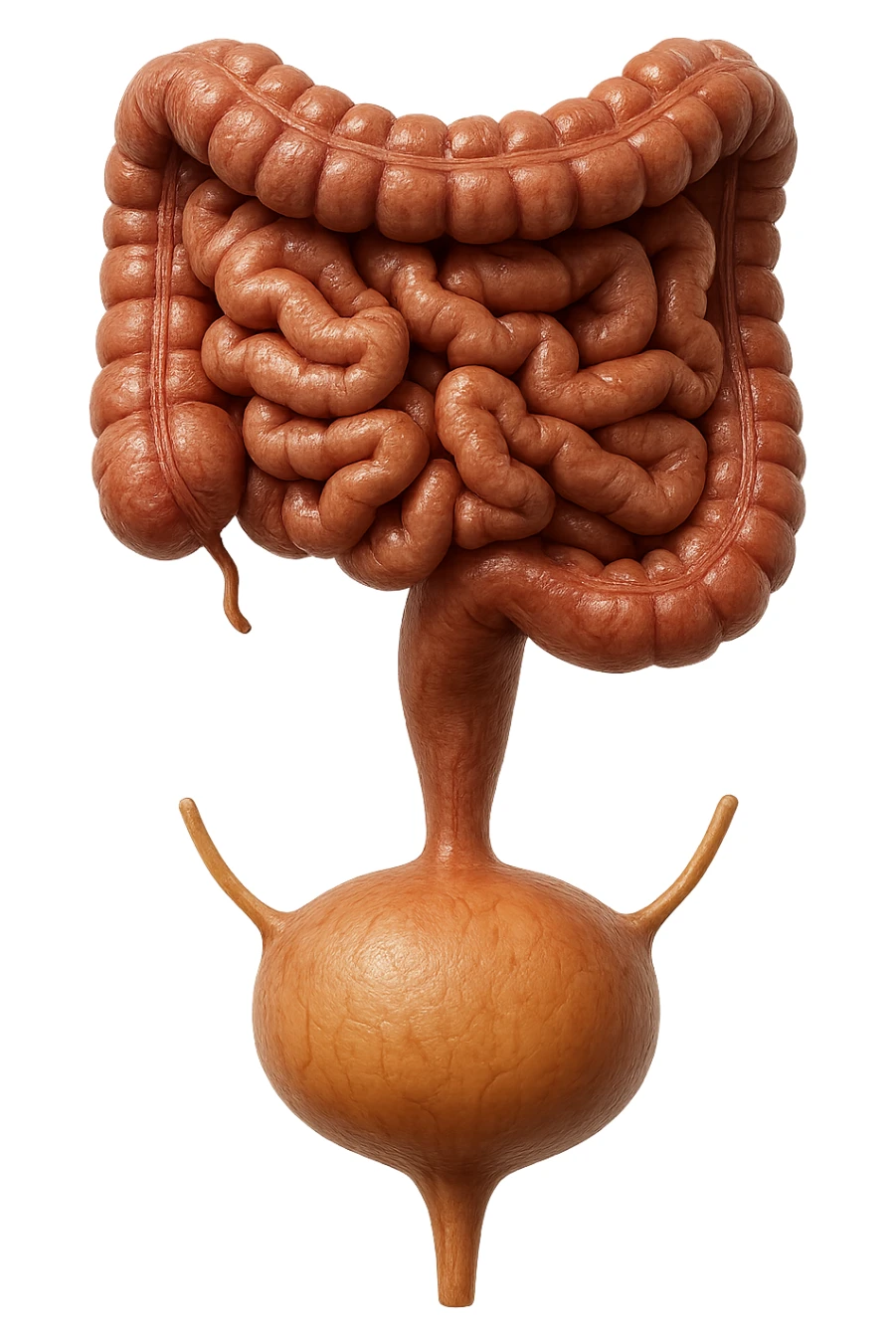 intestino e vescica solo collegati verticalmente, iperrealistico 4k sticker