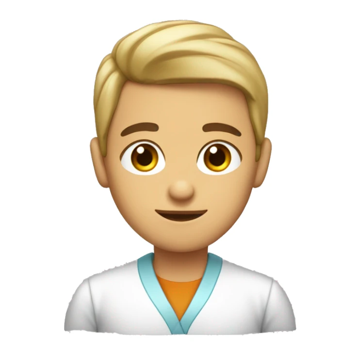 joven sin ojos sin nariz son cejas sin boca con bata de laboratorio sticker