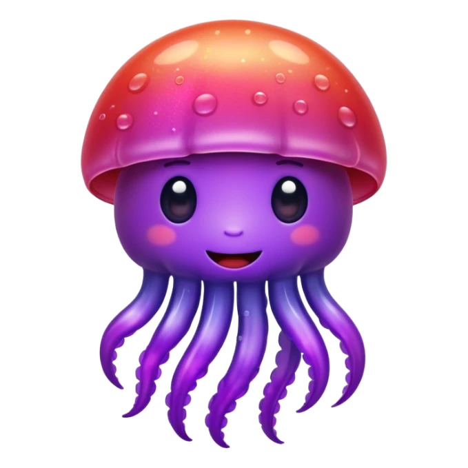 color gradient between red and purple glitter cute happy jellyfish sticker