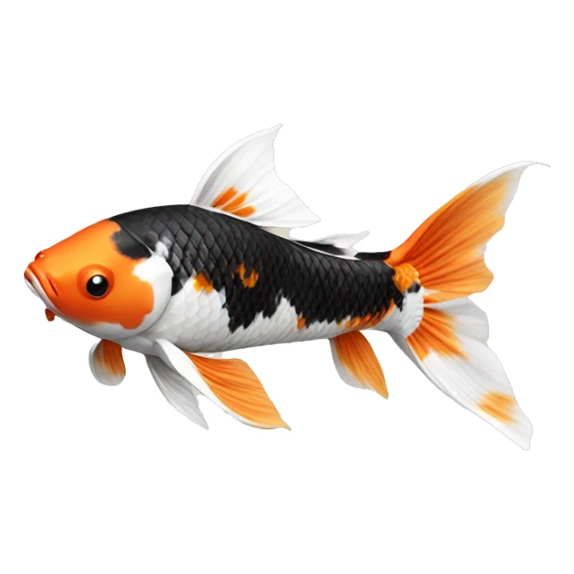 Black + Orange + White realistic koi fish, top view  sticker