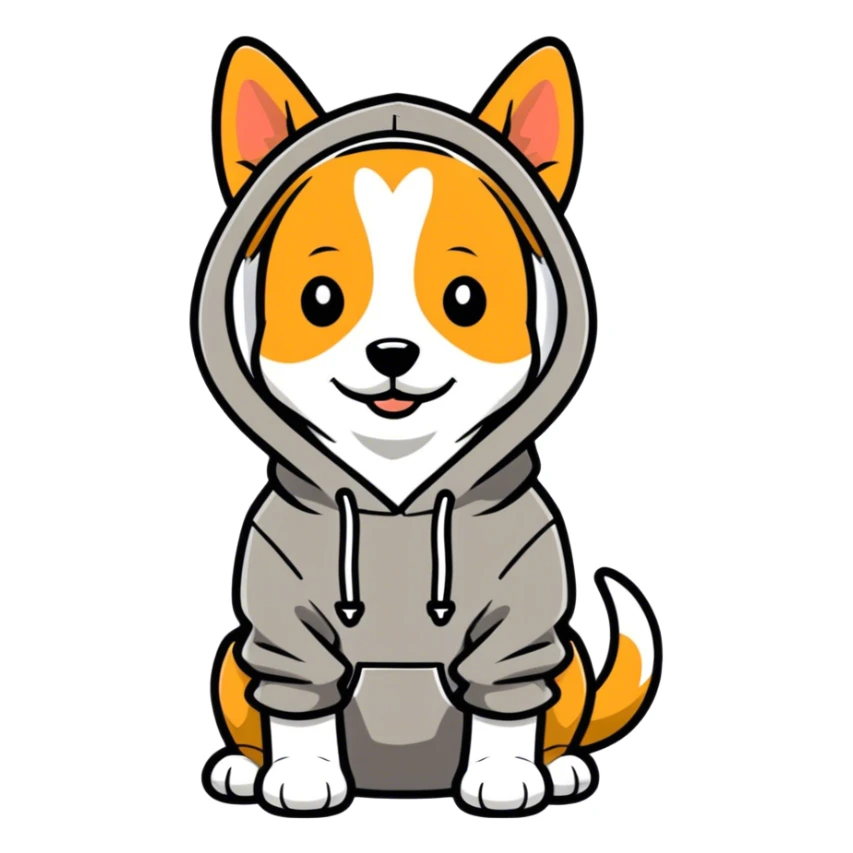 Dog wearing a hoodie  sticker