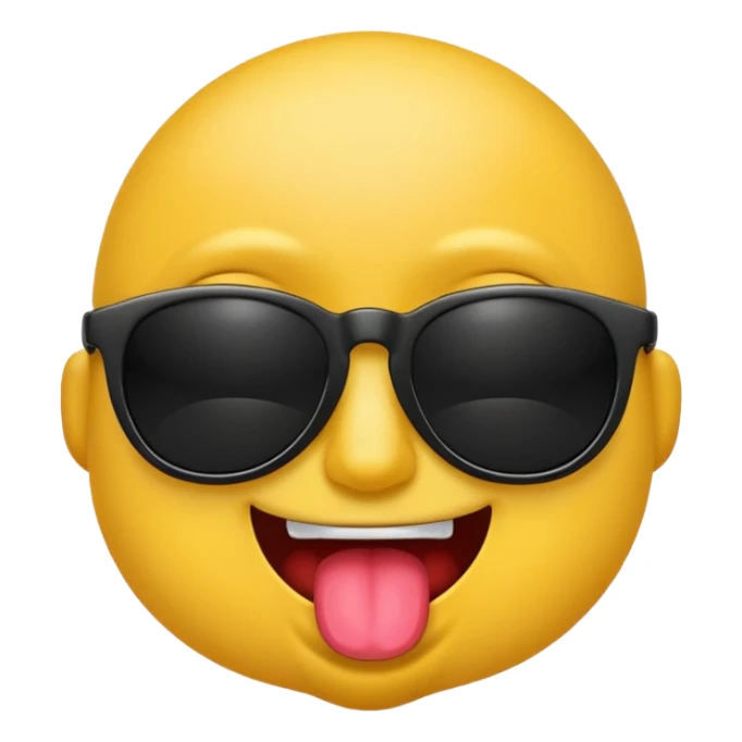 arrogant emoji wearing dark sunglasses sticking its tongue out sticker