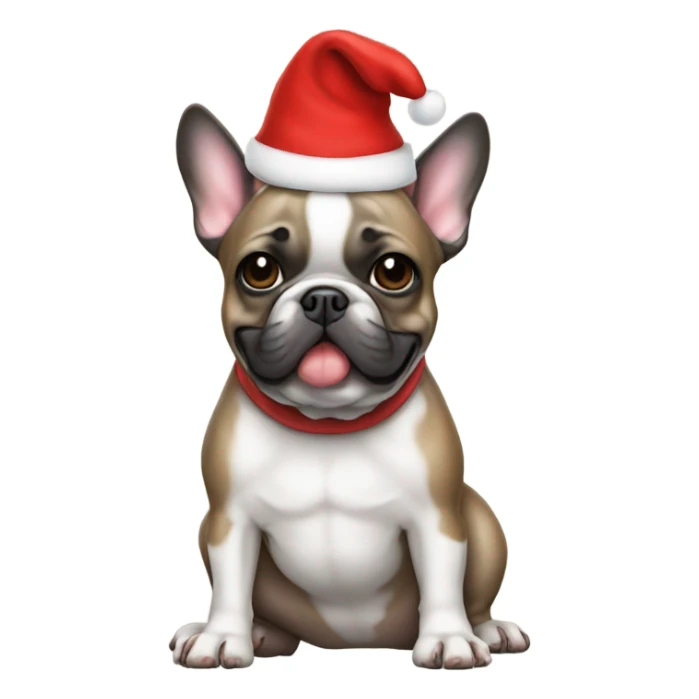 French Bulldog with a Santa hat sticker
