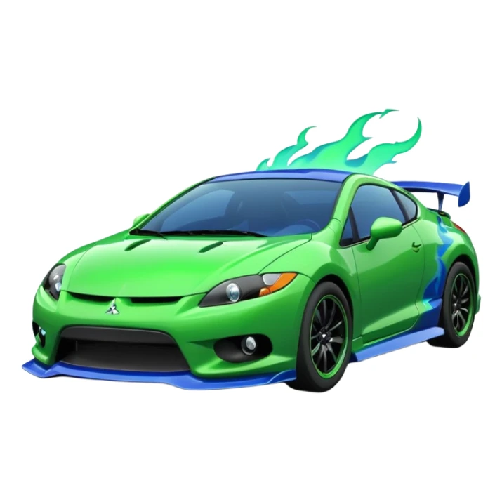 MITSUBISHI ECLIPSE Color green and Flames Color Blue sticker