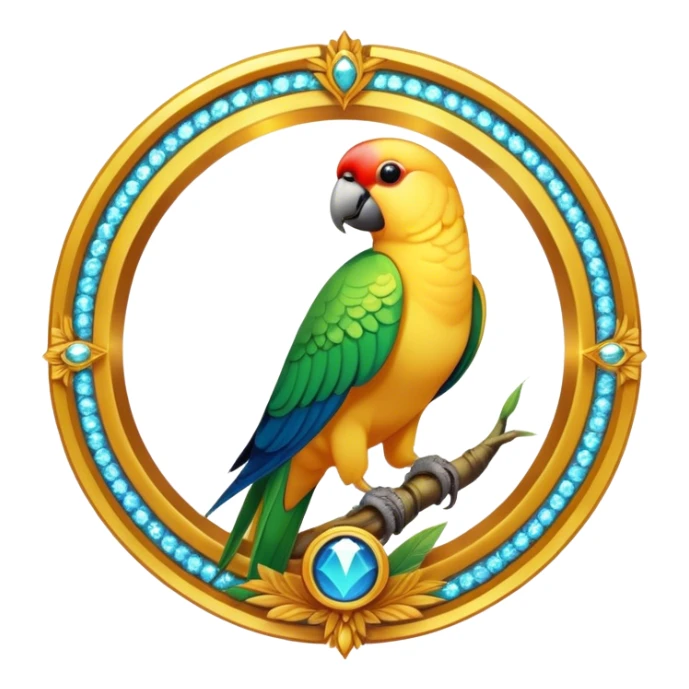 "A golden Ringneck parrot inside a glowing circular frame with a luxury look, detailed feathers, and a sparkling background. Bold golden text 'RINGNECK TEAM' below." sticker