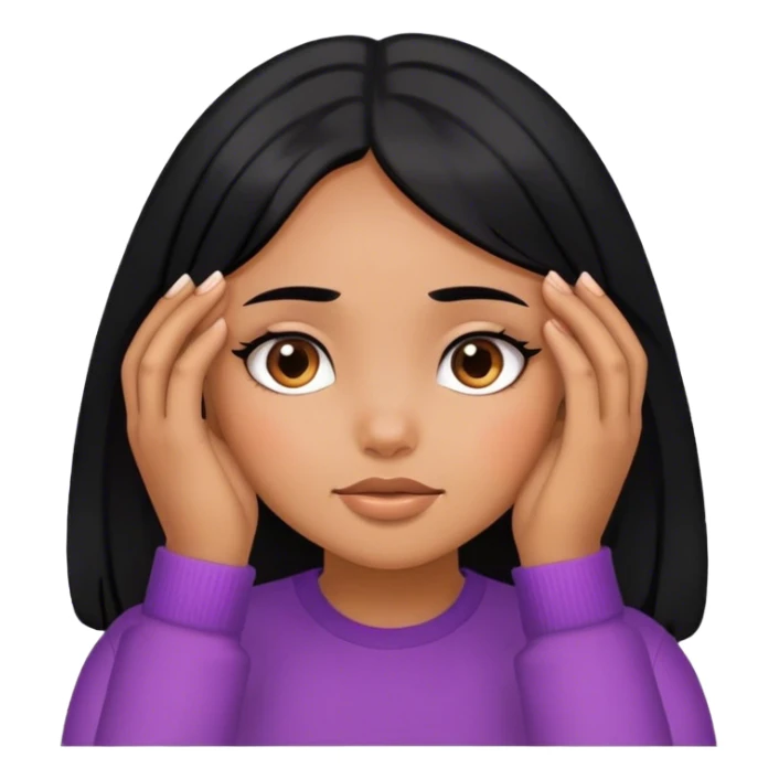 Girls with black hair hands on her cheeks  sticker