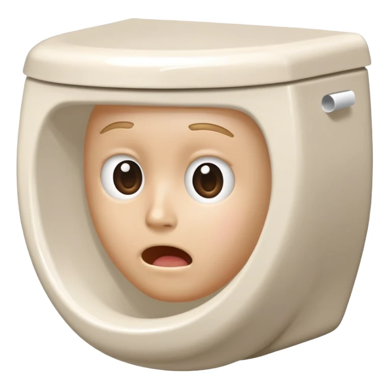 Toilet bowl with a human head peeking out from inside sticker