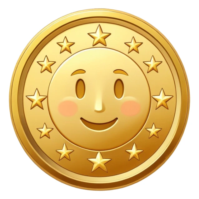 golden coin surrounded by sparkling stars sticker