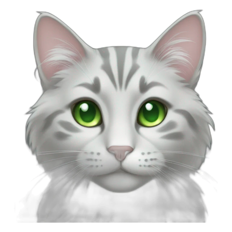 Amazing cat with green eyes and gray fur and love sticker