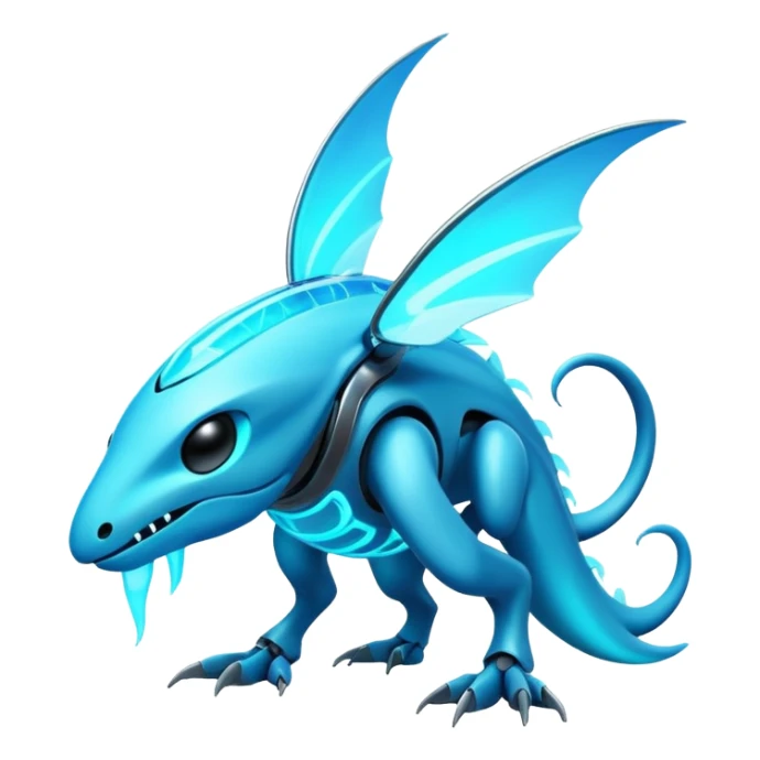 A bright neon-glowing legendary futuristic cool Fakémon-creature sticker