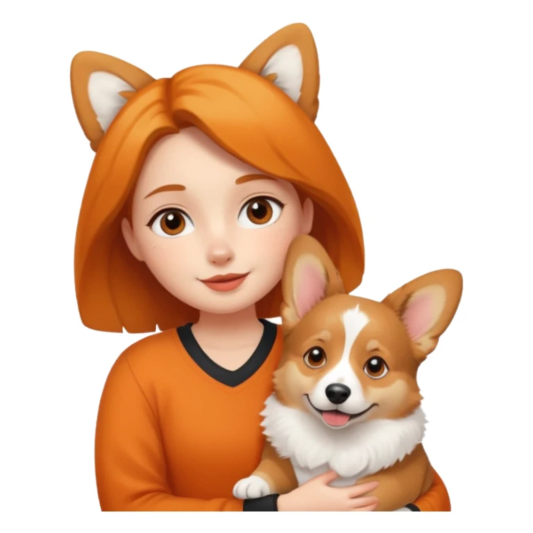 girl with a corgi in her arms sticker