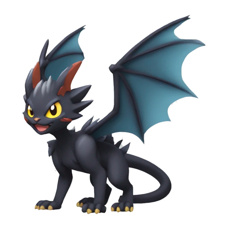 Black edgy Noivern-Nargacuga-cat-Fakemon full-body sticker